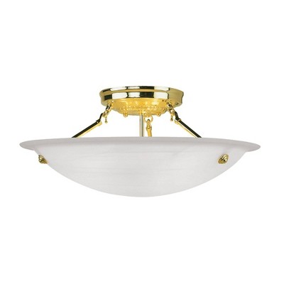 Livex Lighting Oasis 3 - Light Flush Mount in  Polished Brass