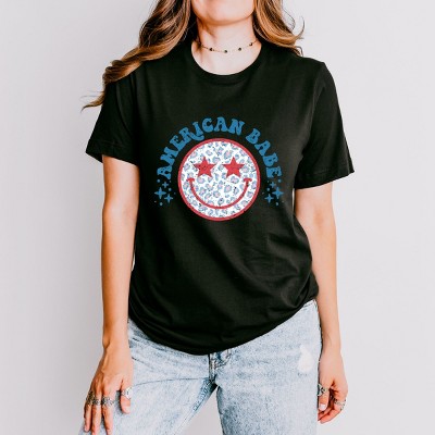 Simply Sage Market Leopard American Babe Short Sleeve Tee - M - Black