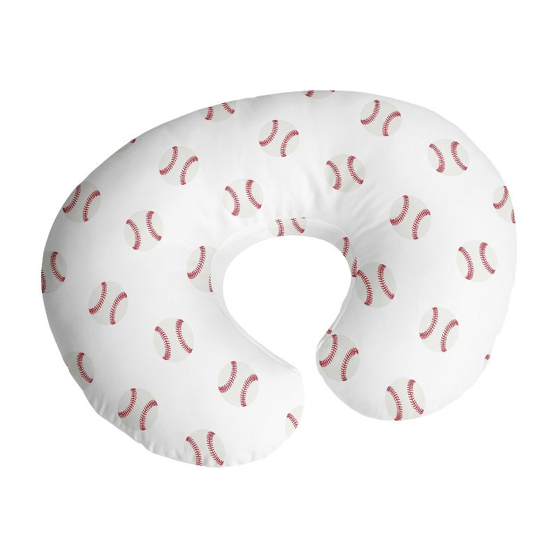 Sweet Jojo Designs Boy Support Nursing Pillow Cover (Pillow Not Included) Baseball Patch Red and White, 1 of 6