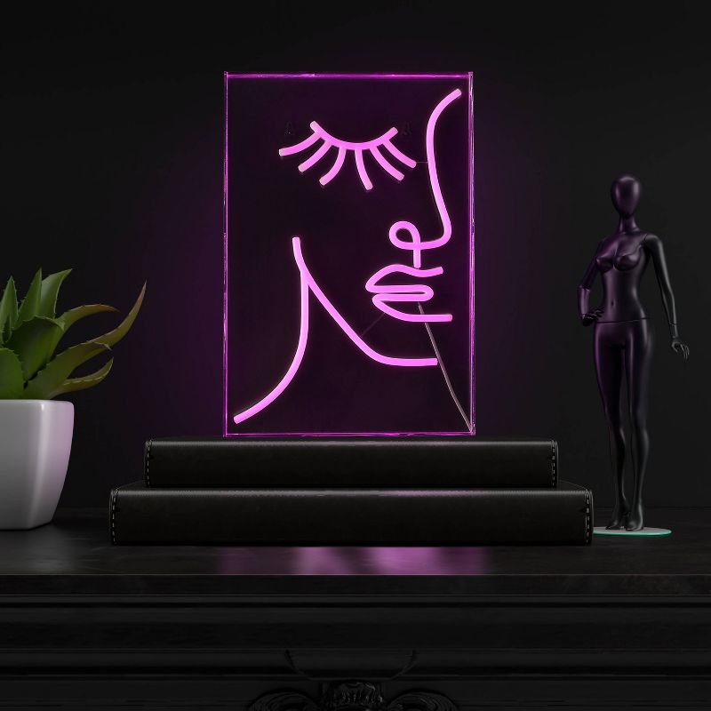 10.3&#34; x 15&#34; Half Face Contemporary Glam Acrylic Box USB Operated LED Neon Light Pink - JONATHAN Y, 4 of 8
