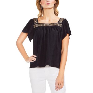 Vince Camuto Womens Embroidered Sequin Pullover Blouse - 1 of 1