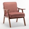 PAGED PU Leather Upholstered Accent Chair with Wood Frame, Mid Century Arm Chair for Bedroom, Reading Room, Black - 4 of 4