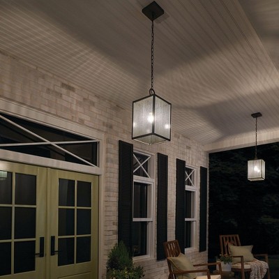 Lahden 9" Distressed Bronze Outdoor Pendant with Clear Glass