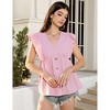 Women's Sleeveless Ruffle V-Neck Blouse - Button-Front Peplum Top with Flowy Fit - 4 of 4