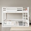Bellemave Full XL over Queen/Full over Queen Bunk Bed with Ladder and Guardrails, Pegboard and bookshelf, White - 3 of 4