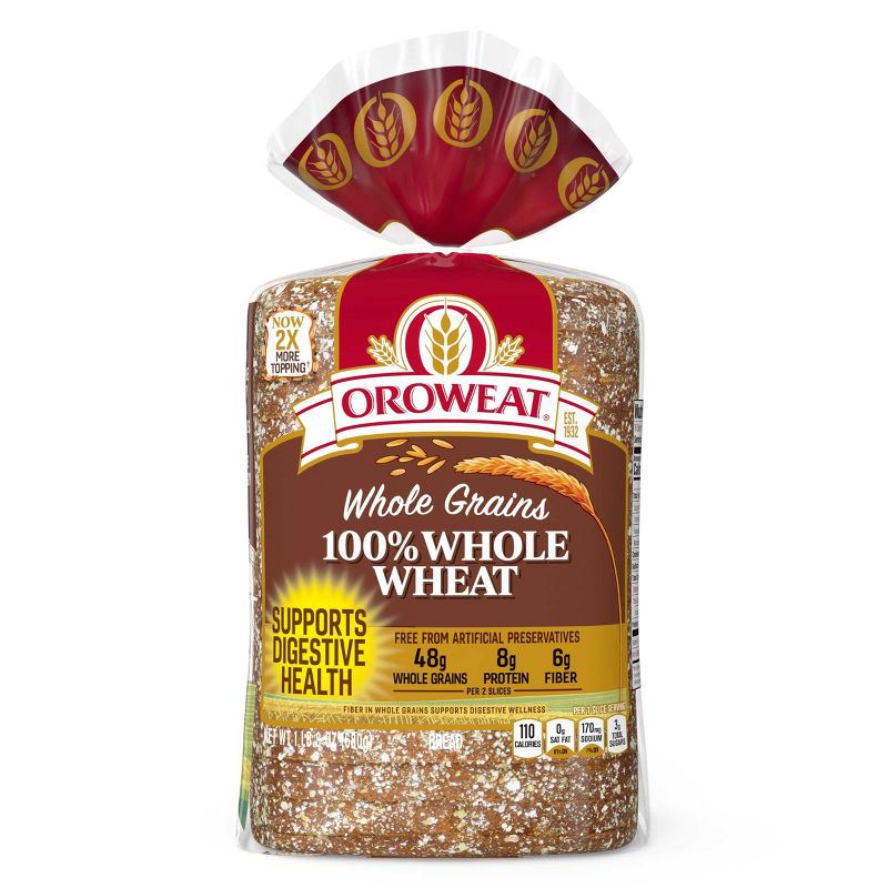 Oroweat 100% Whole Wheat Bread - 24oz, 1 of 12