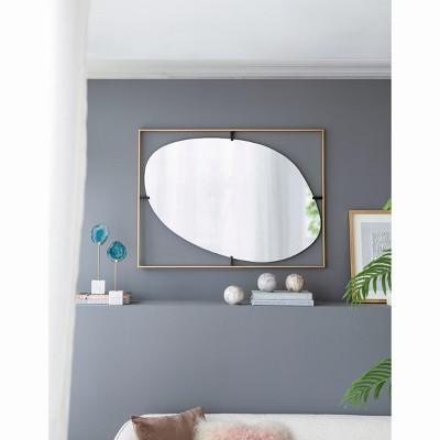 VYNXARIA 30*1*40" Poppy Mirror with Gold Metal Frame Contemporary Design Wall Decor for Bathroom, Entryway Wall Decor