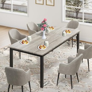 TROPOW 71 Inch Industrial Dining Table for 6-8 People, Wooden Rectangle Long Dinner Kitchen Table with Metal Legs, Round Corners, Writing Office Desk - 1 of 4