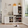 7+3 Compartment Shoe Storage Cabinet with Bench, Adjustable Shelves, Soft Cushion Entryway Furniture-- Frevyn - 2 of 4