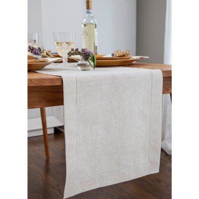 Solino Home Linen Medium Weight Hemstitch Light Natural Table Runner ...