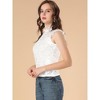 INSPIRE CHIC Women's Sleeveless See-Through Ruffle Scalloped Trim Semi-Sheer Floral Lace Top - 4 of 4