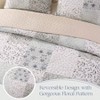 Reversible Boho Quilt Set, 3 - Piece Gray Patchwork Bedspread,Soft Floral Coverlet with Printed Pattern 1 Quilt, 2 Pillow Shams - 3 of 4