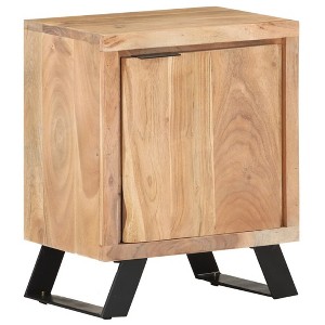 vidaXL Bedside Cabinet 15.7"x11.8"x19.7" Solid Acacia Wood with Live Edges - 1 of 4