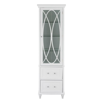 Teamson Home Roma Linen Tower Storage Cabinet With Glass Door And Drawer  White - Elegant Home Fashions : Target