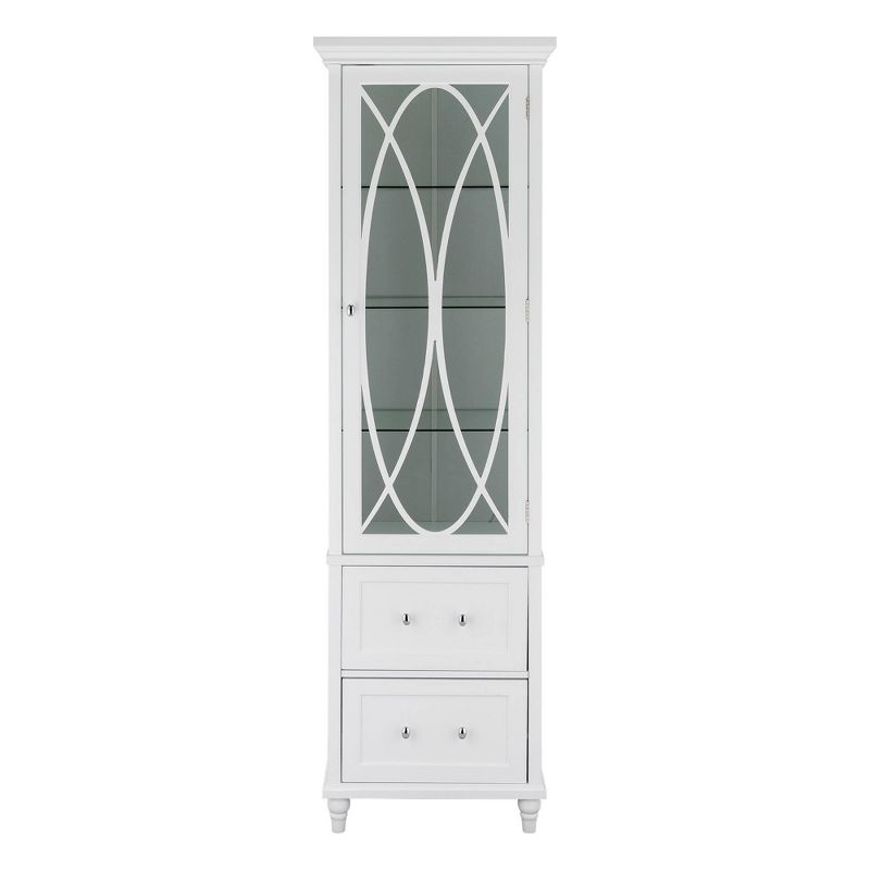 60&#34; High Florence Linen Tower with Three Adjustable Tempered Glass Shelves and Two Drawers White - Teamson Home, 1 of 6