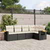 vidaXL 5 Piece Patio Sofa Set with Cushions Black and Cream Poly Rattan - Without Table - 2 of 4