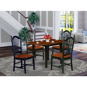 HomeStock Dinette Set 5 Pcs- 4 Wood Chairs and an elegant Wooden Dining Table - Cherry Finish Wooden Chair Seat - Black Finish Wooden Structure - 1 of 3