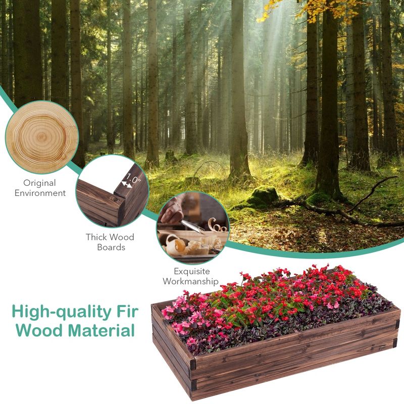 Costway Wooden Raised Garden Bed Kit - Elevated Planter Box For Growing Herbs Vegetable, 5 of 11