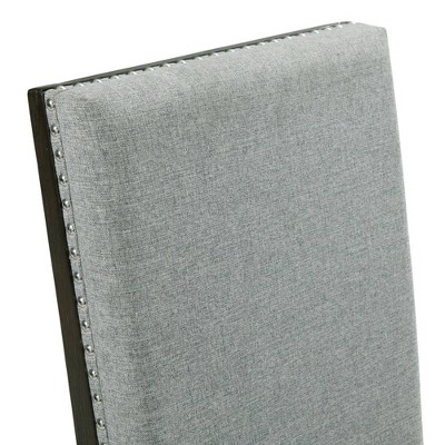 Holden Transitional Gray Fabric Upholstered Armchairs with Chrome Accents - Set of 2