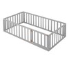 Whisen Fun Desig Twin Size Wood Floor Platform Bed Frame with Fence and Door - 4 of 4