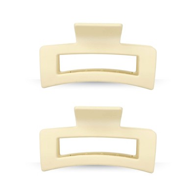 LA Glam Co. Matte 4" Rectangle Claw Clips - All Hair - 2-Pack - Lemon Yellow