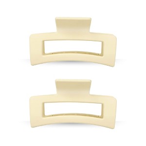 LA Glam Co. Matte 4" Rectangle Claw Clips - All Hair - 2-Pack - Lemon Yellow - 1 of 1