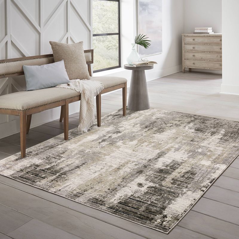 Nirvan Abstract Etchings Indoor Area Rug Gray/Beige - Captiv8e Designs, 3 of 13