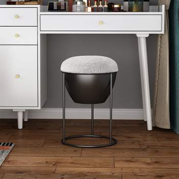 Teddy Soft Touch Modern White Lambswool Cushion And Metal Frame Storage Ottoman/Vanity Stool/Accent Stool -The Pop Home