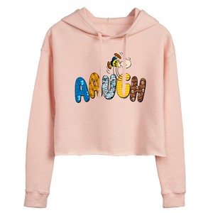 Women's - Peanuts - Aaugh Pattern Charlie Brown Cropped Graphic Hoodie - 1 of 4