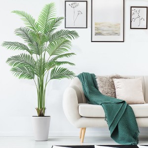 Artificial Palm Trees for Indoor -Tall Faux Floor Palm Plant with Realistic Trunks and Lifelike Palm Leaves, Fake Plants Tropical Plants with Pot - 1 of 4