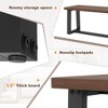 Tangkula Set of 2 56.5"L Wood Dining Bench Metal Frame w/ Adjustable Footpads Entryway Coffee - 2 of 4
