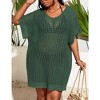 Plus Size Crochet Bikini Cover Ups Lightweight Swimsuits Cover Ups Deep V Neck Hollow Out Beach Cover Ups Swimwear Beachwear - 3 of 4