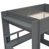 PAGED Full Size Loft Bed Simple Modern Wooden Bed Frame with Desk, Shelves, LED and Guardrail for Bedroom - 4 of 4