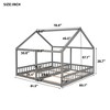 CAVINAS Double Floor Bed Twin Size Modern House-Shaped Pine Bed Frame with 2 Beds Side by Side and Guardrails for Bedroom - 4 of 4