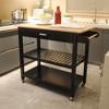 Kitchen Island & Kitchen Cart, Mobile Kitchen Island with Two Lockable Wheels, Rubber Wood Top - 3 of 4
