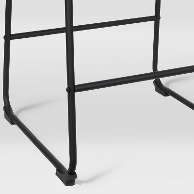 Set of 2 Blue Upholstered Counter Height Barstools with Metal Legs