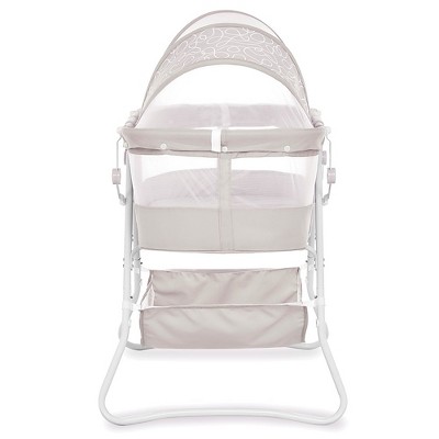 Cool Gray Aluminum Foldable Baby Bassinet with Double Canopy