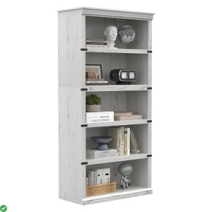 Space-Saving 5-Tier Bookcase - 67.4"H Woodgrain Display Storage Shelves, Modern Profile - 1 of 4