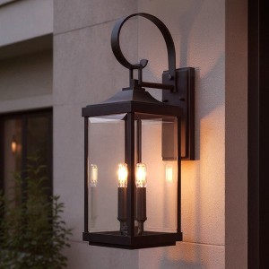 Urban Ambiance Luxury Transitional Outdoor Wall Sconce 21.75''H x 7''W,  Midnight Black Finish,  Calderdale Collection, UHP1403 - 1 of 4