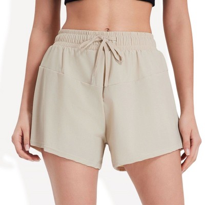 Anna-Kaci Active Women's High Waisted Drawstring Shorts with Elastic Waistband and Lightweight Fabric for Active or Casual Wear