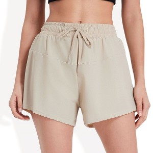 Anna-Kaci Active Women's High Waisted Drawstring Shorts with Elastic Waistband and Lightweight Fabric for Active or Casual Wear - 1 of 4