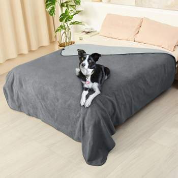 Kritter Planet Waterproof Blanket for Bed, Washable Dog Blanket, Reversible Furniture Protector Cover for Dogs, Blanket for Pet, Gray