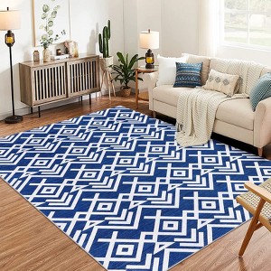 Area Rugs 5x7, Machine Washable Modern Geometric Area Rug, Super Soft Faux-Wool Carpet for Living Room Bedroom Dining Room, Non-Slip Low Pile - 1 of 4