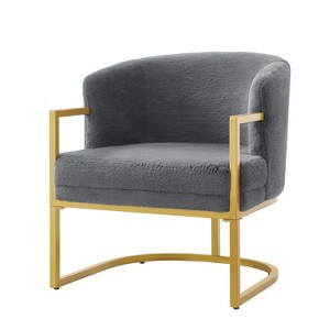 Accent Chair Upholstered Armchair Cozy Reading Chair with Gold Metal Frame - ModernLuxe - 1 of 4