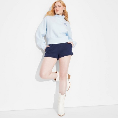 Women's Mock Turtleneck Sweatshirt - Wild Fable™ Light Aqua Blue S