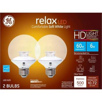 GE 2pk 5.5W 60W Equivalent Relax LED HD Light Bulbs Soft White