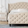 Homhougo Queen Size Velvet Platform Bed Frame w/Headboard and Footboard Upholstered Bed Frames Beige - 3 of 4