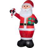 Gemmy Christmas Airblown Inflatable Santa w/Gift and Candy Cane Giant, 12 ft Tall, Multicolored