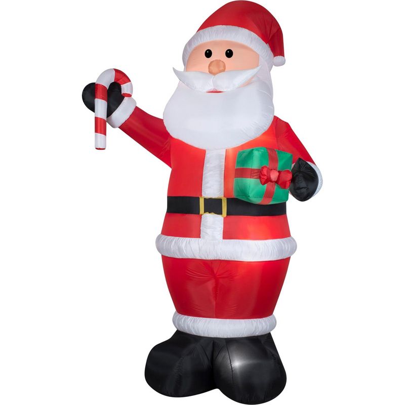 Gemmy Christmas Airblown Inflatable Santa w/Gift and Candy Cane Giant, 12 ft Tall, Multicolored, 1 of 5