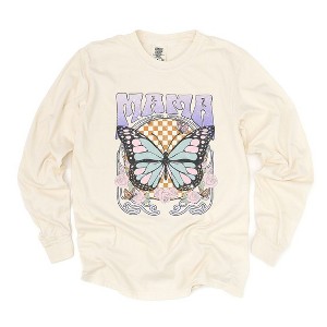 Simply Sage Market Women's Mama Butterfly Long Sleeve Garment Dyed Tee - 1 of 2